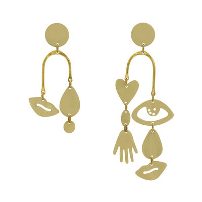 Asymmetric brass earrings by Sibilia